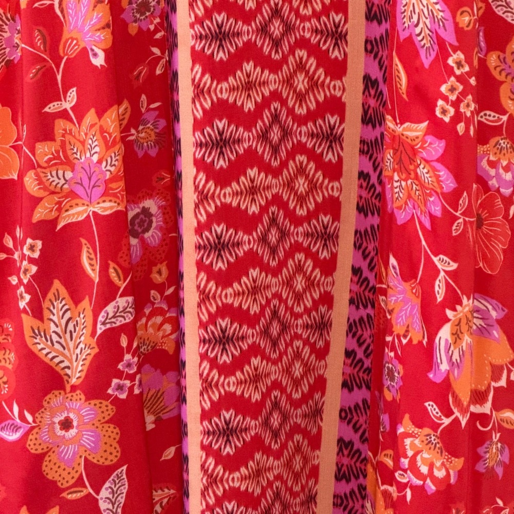 NWT Liverpool Floral Flowy Maxi Dress Red Orange Bohemian Resort Pockets Sz L - Picture 9 of 14